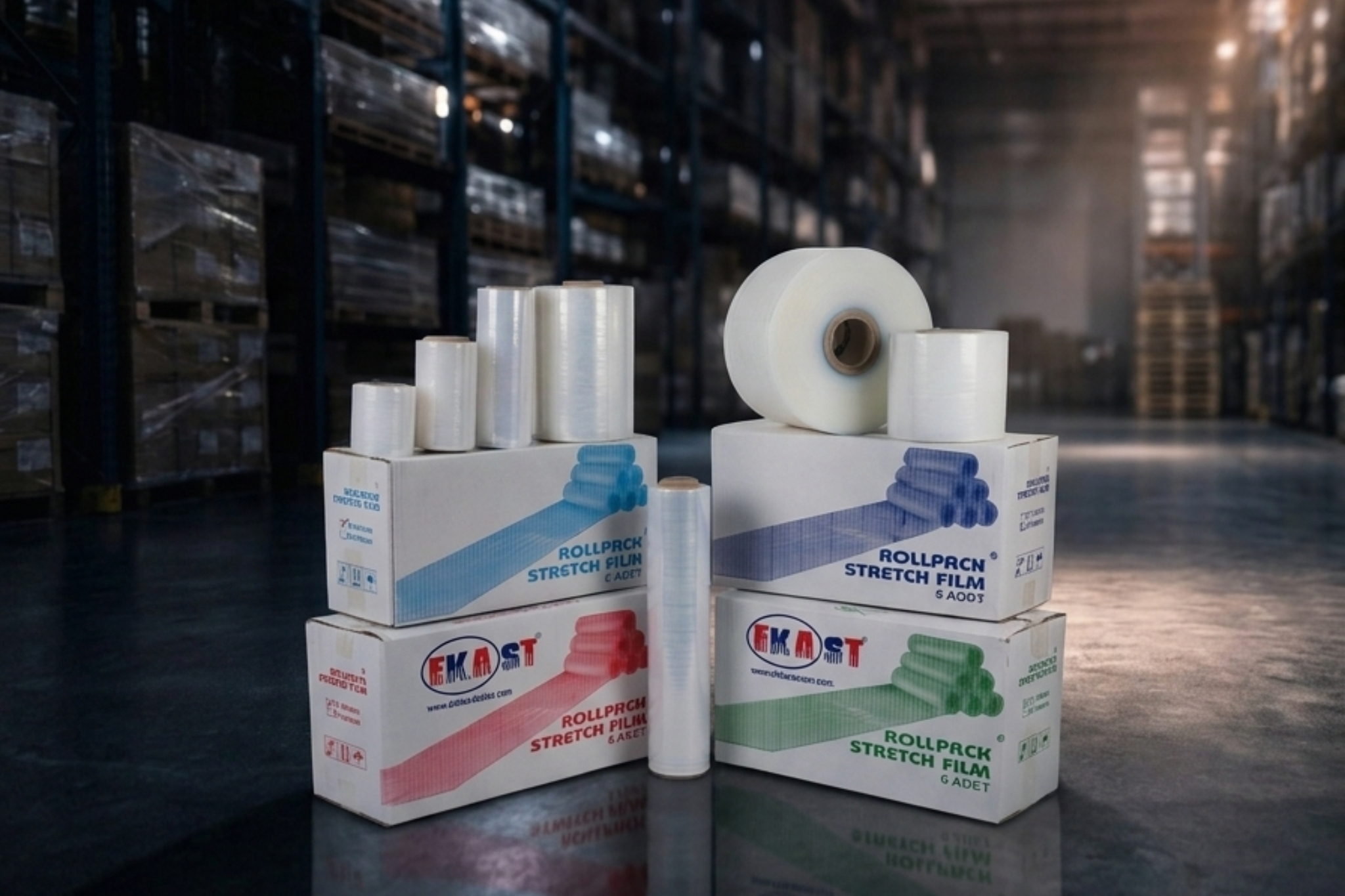 High durability industrial stretch film and packaging